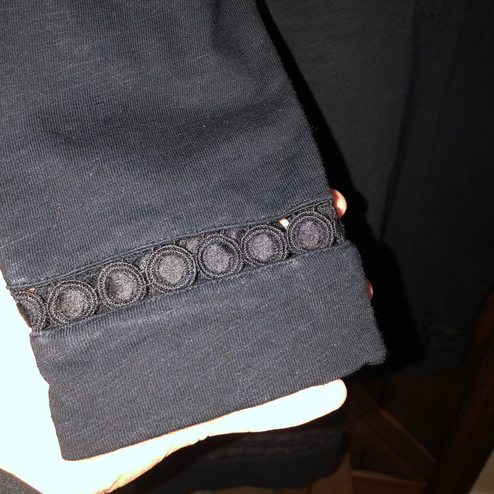 J. Crew Black V-Neck Crochet-Trim Mini Tunic - Picture 3 of 6